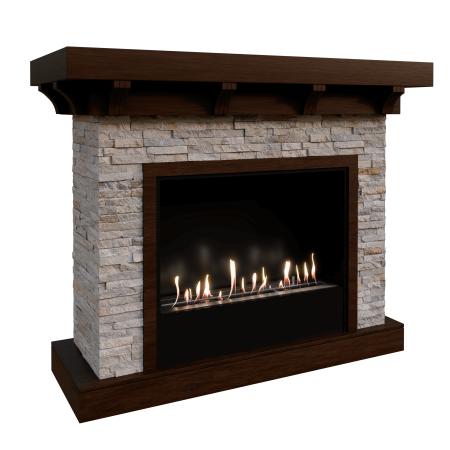 Биокамин в портале Firezo Chalet Темный дуб, Сланец